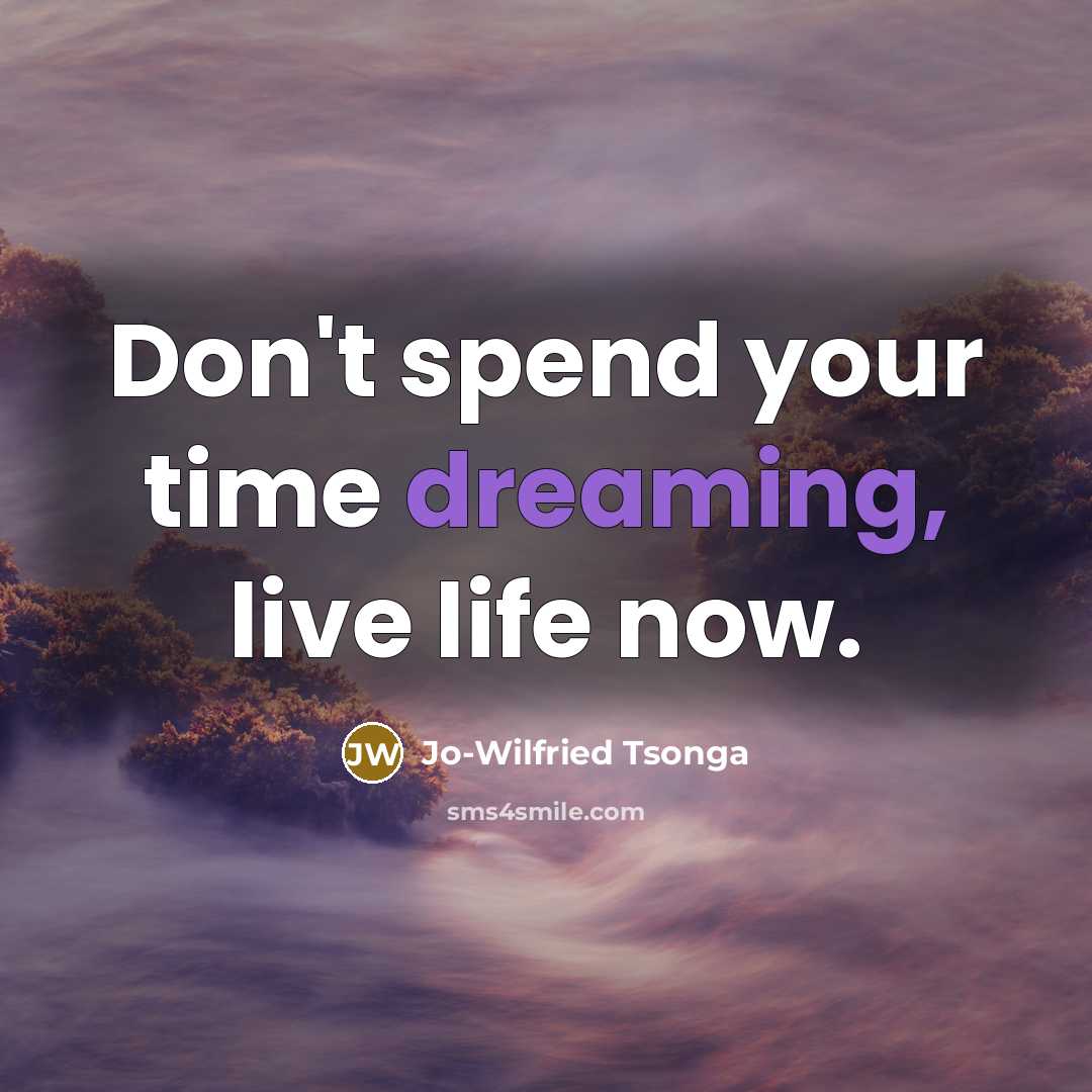 “Don't spend your time dreaming, live life now.” quote by Jo-Wilfried Tsonga