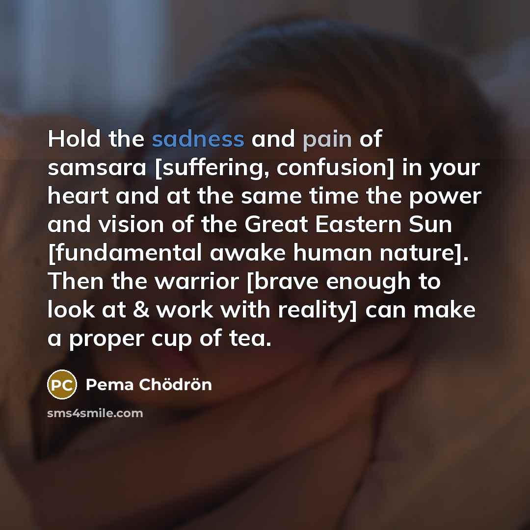 “Hold the sadness and pain of samsara [suffering, confusion] in…” quote by Pema Chodron