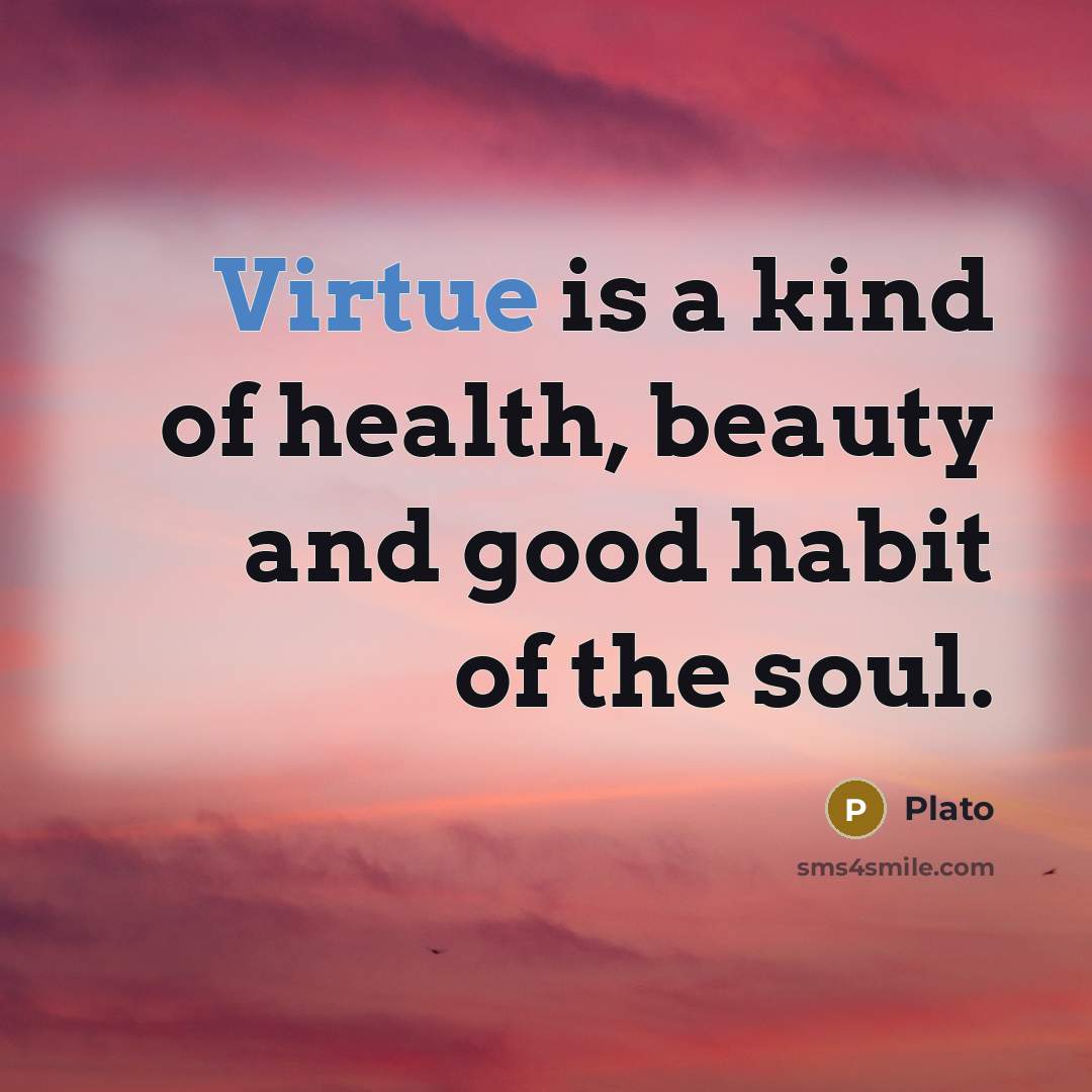 “Virtue is a kind of health, beauty and good habit…” quote by Plato