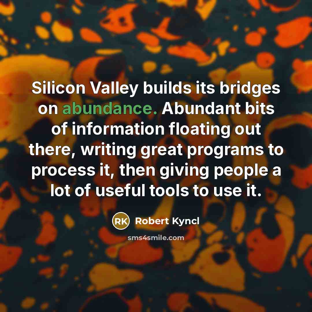 “Silicon Valley builds its bridges on abundance. Abundant bits of…” quote by Robert Kyncl