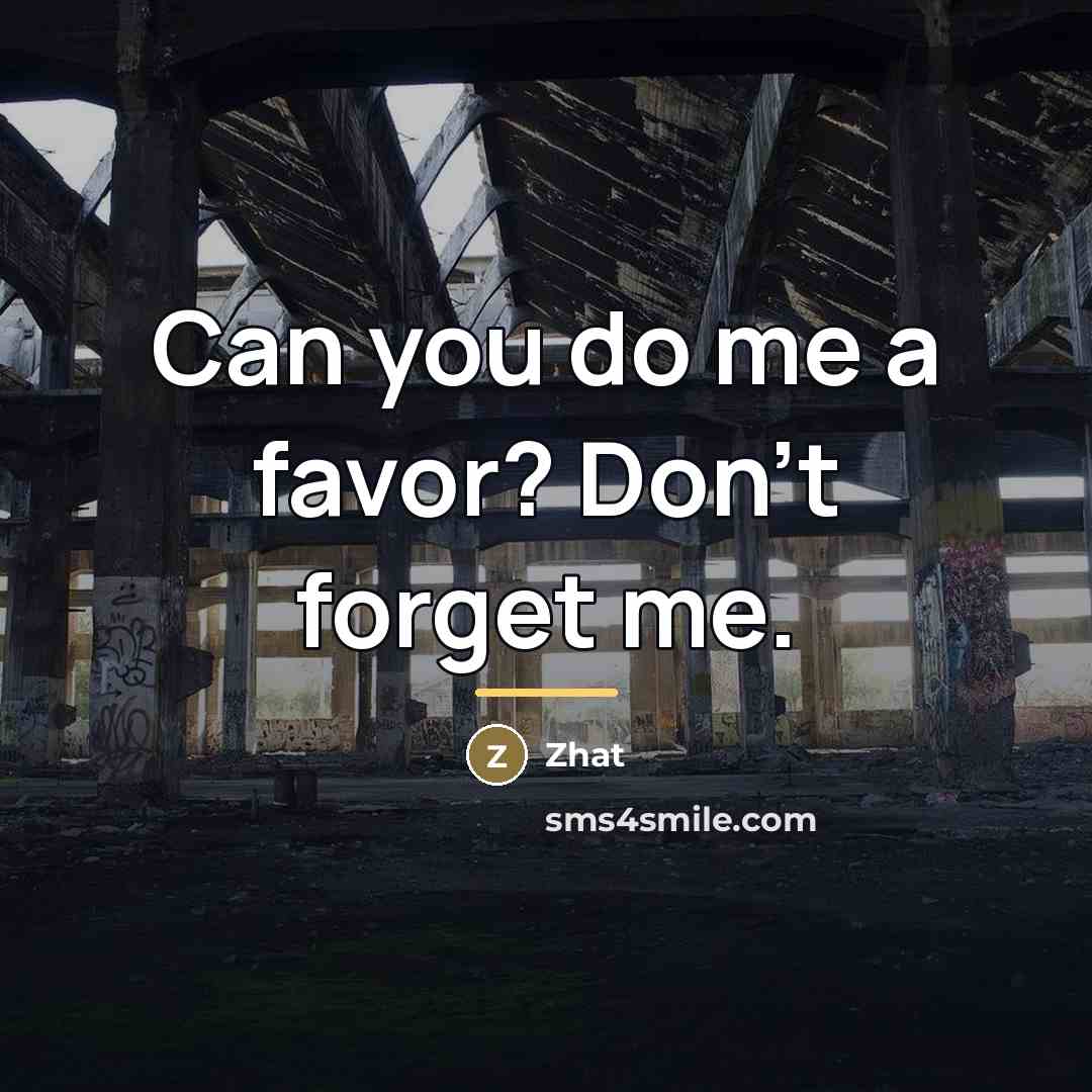 “Can you do me a favor? Don't forget me.…” quote by Zhat