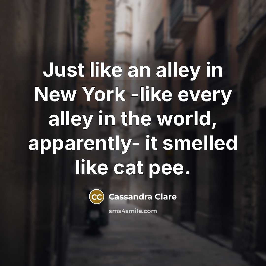 “Just like an alley in New York -like every alley…” quote by Cassandra Clare