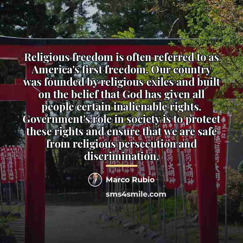 “Religious freedom is often referred to as America's first freedom.…” quote by Marco Rubio