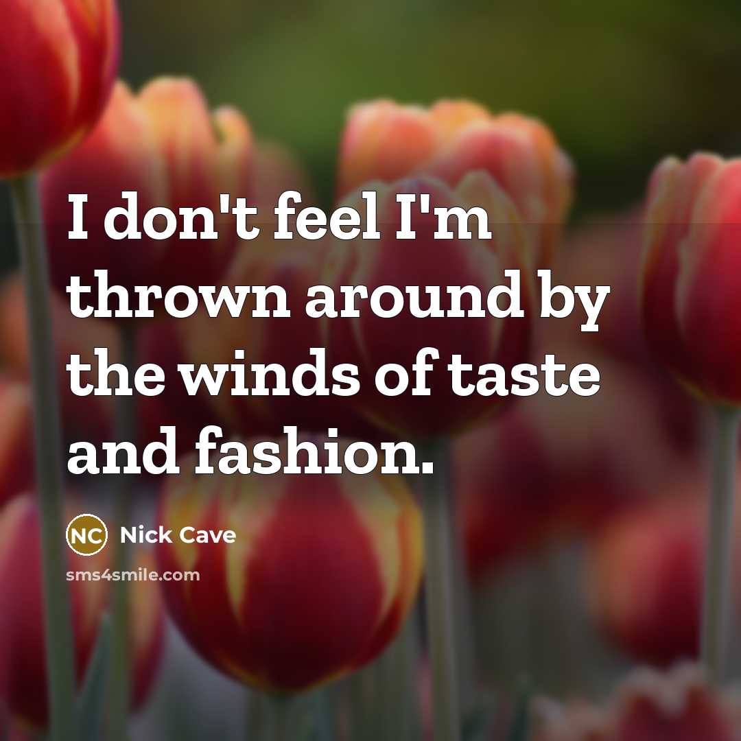 “I don't feel I'm thrown around by the winds of…” quote by Nick Cave