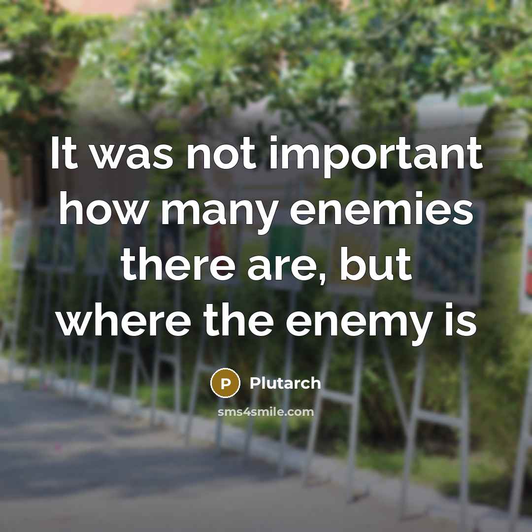 “It was not important how many enemies there are, but where the enemy is” quote by Plutarch