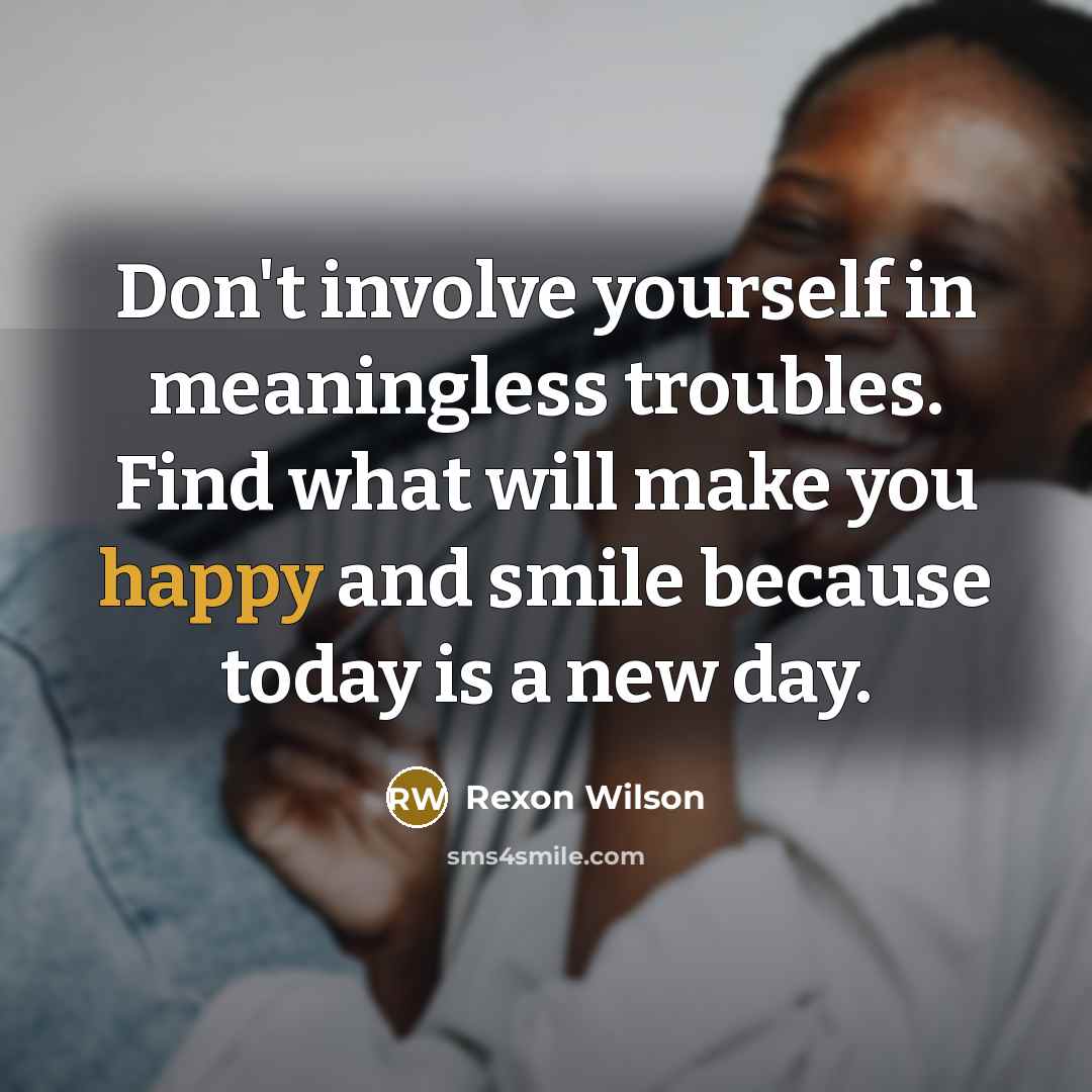 “Don't involve yourself in meaningless troubles. Find what will make…” quote by Rexon Wilson