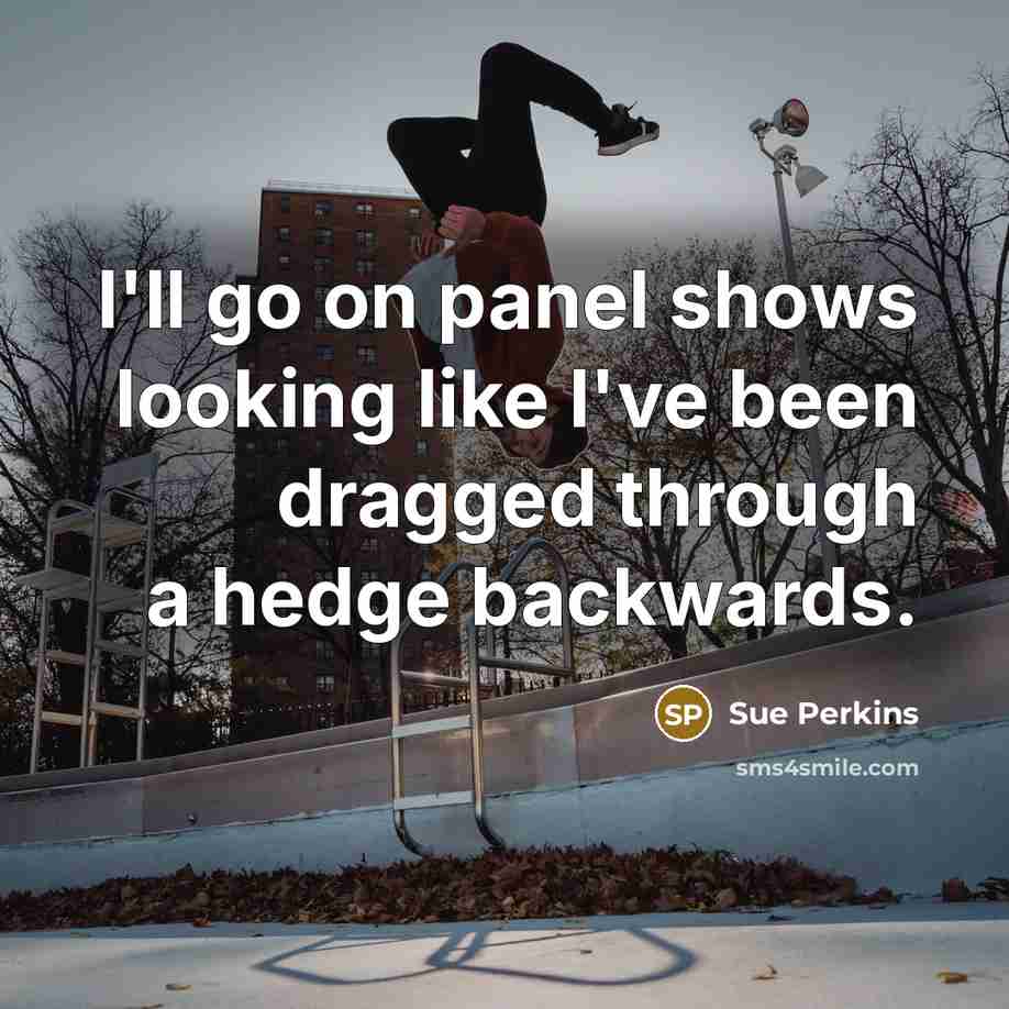 “I'll go on panel shows looking like I've been dragged…” quote by Sue Perkins