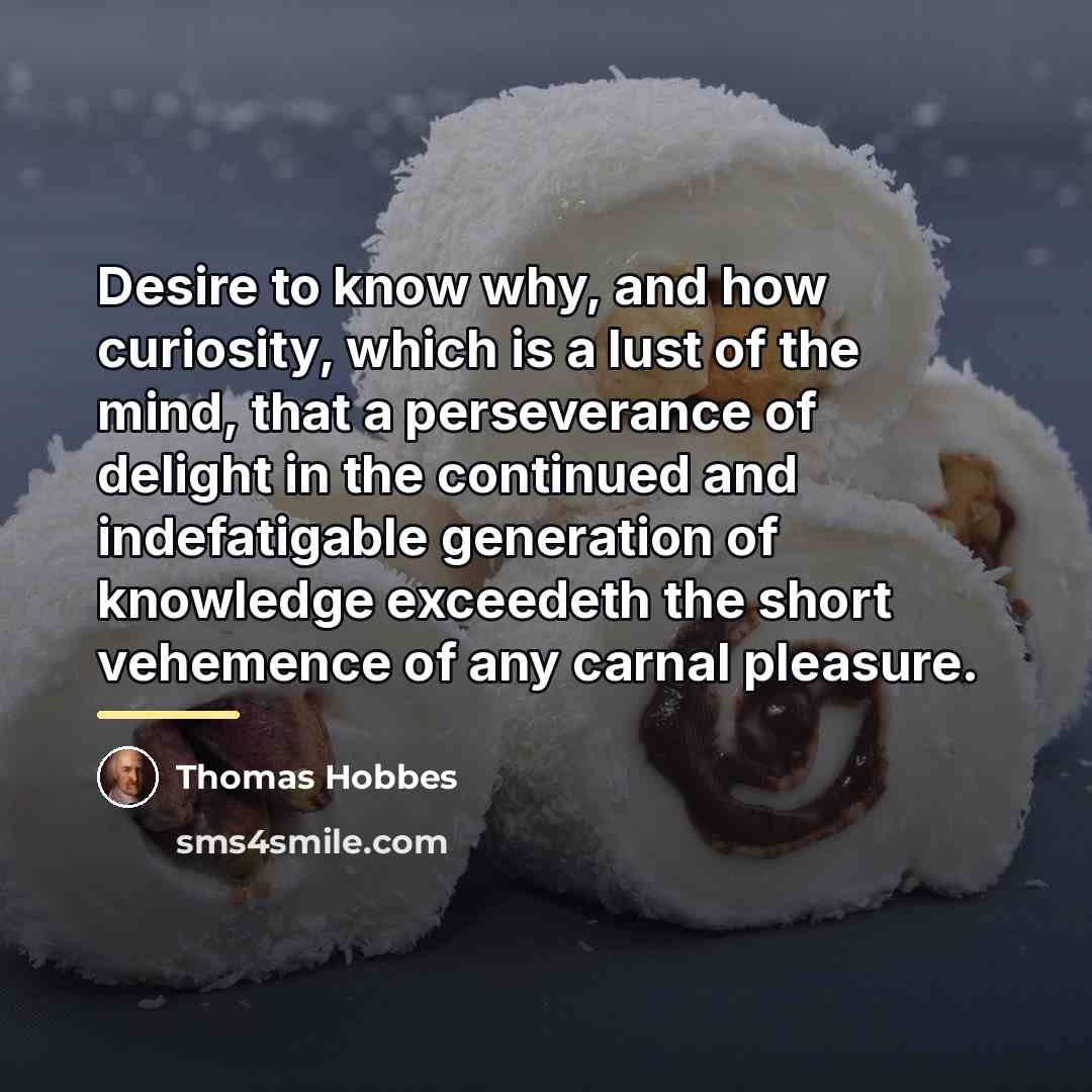 “Desire to know why, and how curiosity, which is a…” quote by Thomas Hobbes