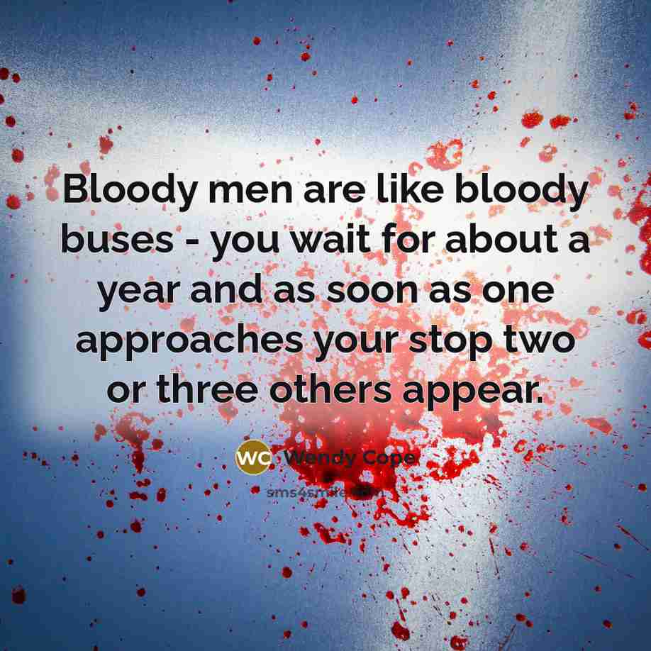 “Bloody men are like bloody buses - you wait for…” quote by Wendy Cope