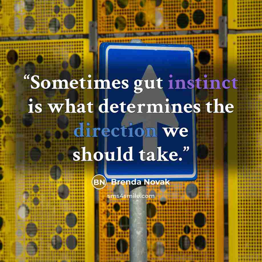 “Sometimes gut instinct is what determines the direction we should take.” quote by Brenda Novak