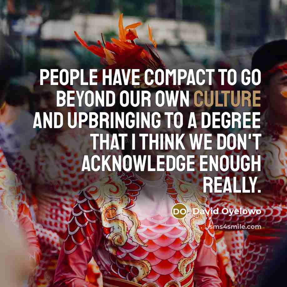“People have compact to go beyond our own culture and…” quote by David Oyelowo