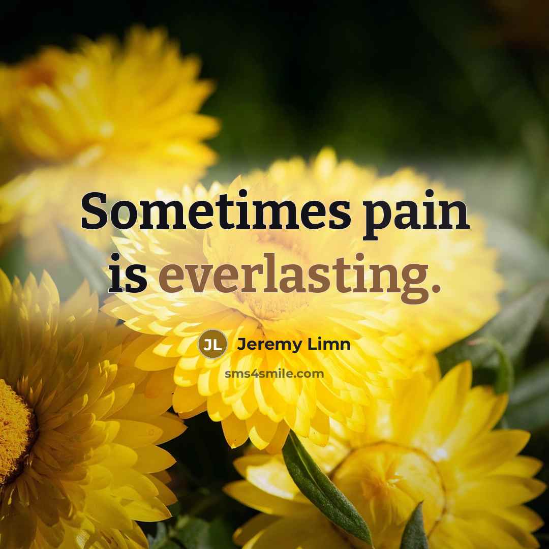 “Sometimes pain is everlasting.” quote by Jeremy Limn