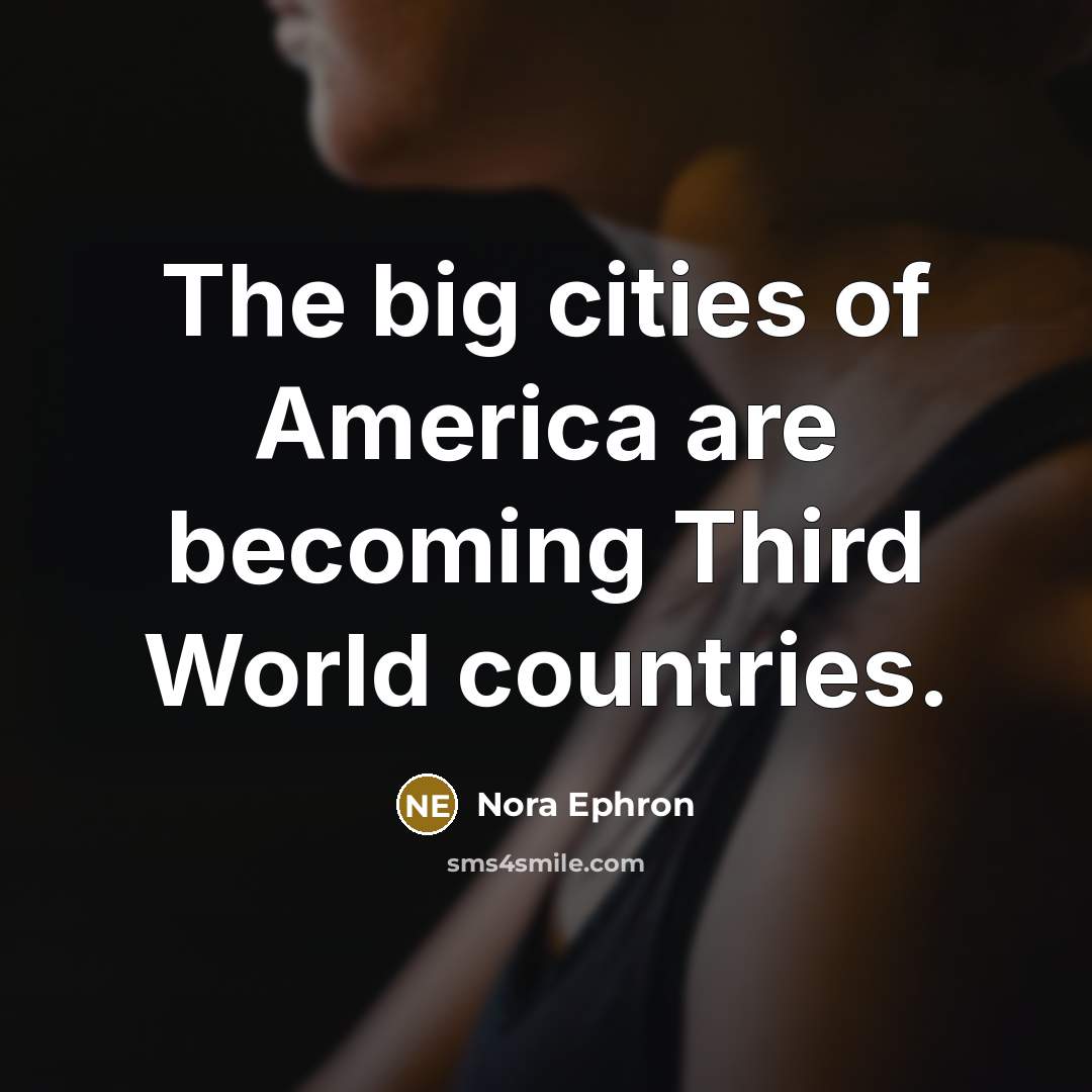 “The big cities of America are becoming Third World countries.…” quote by Nora Ephron