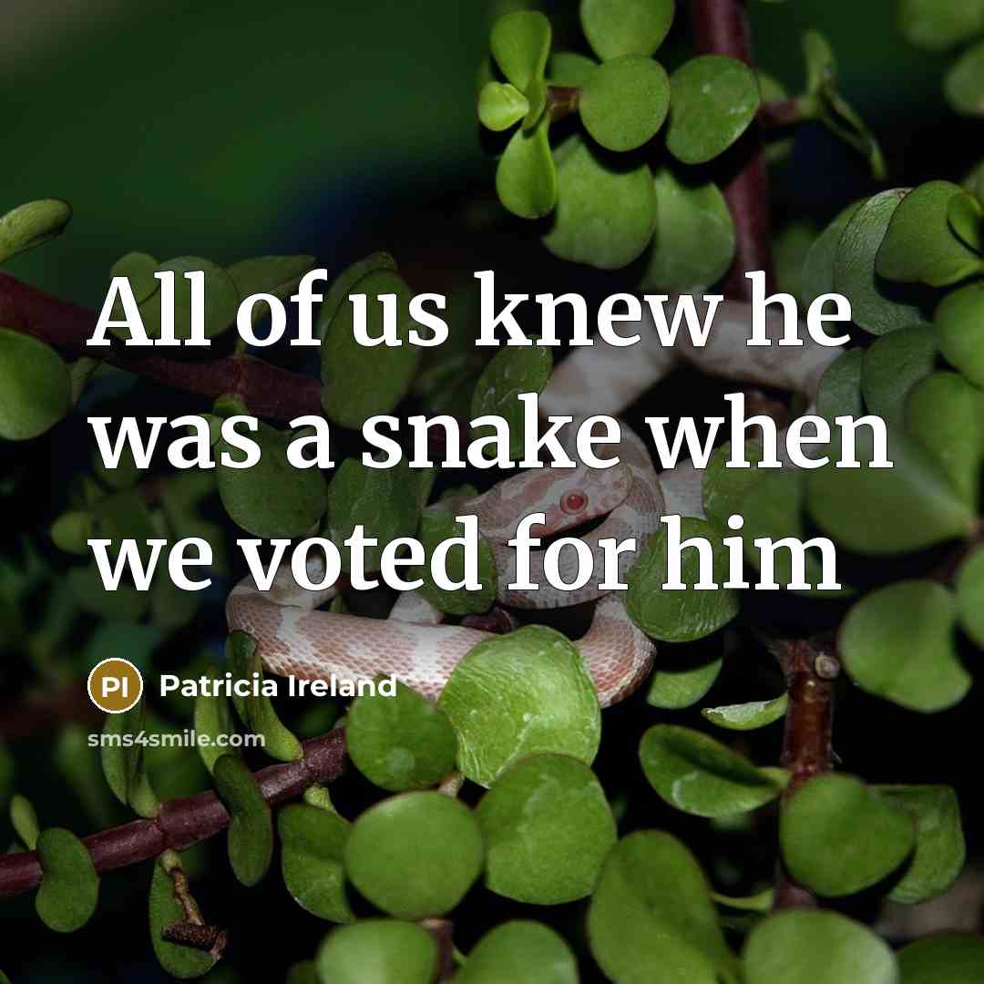 “All of us knew he was a snake when we…” quote by Patricia Ireland