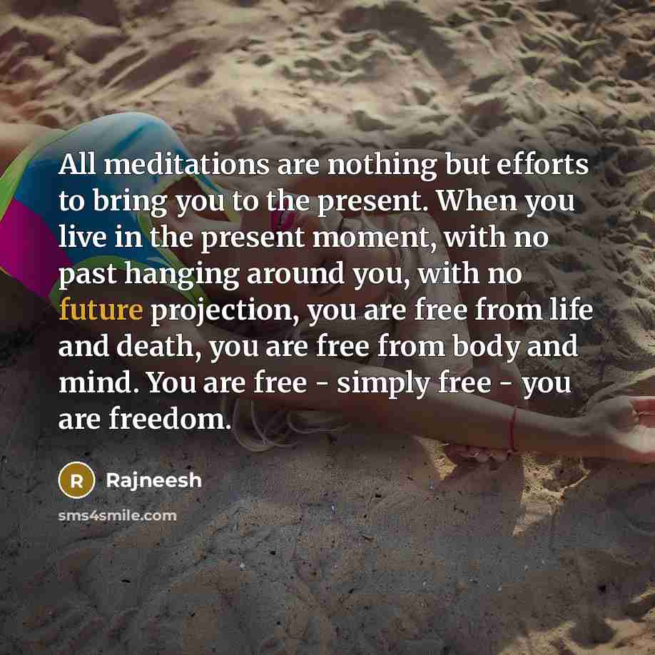 “All meditations are nothing but efforts to bring you to…” quote by Rajneesh