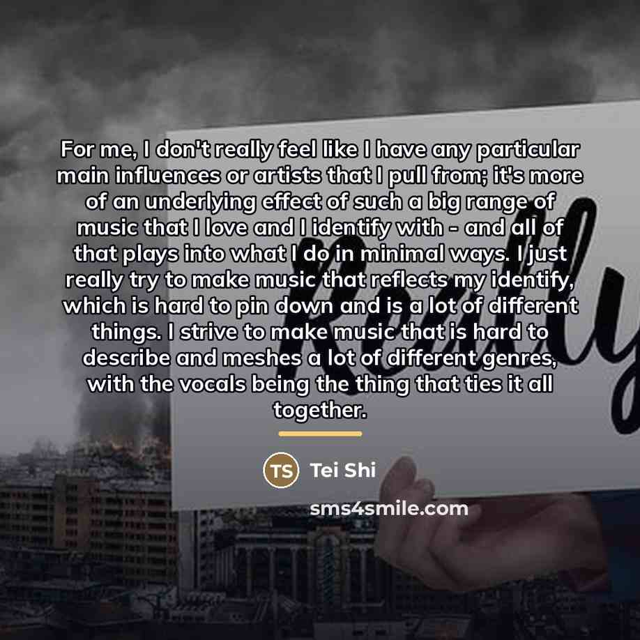 “For me, I don't really feel like I have any…” quote by Tei Shi