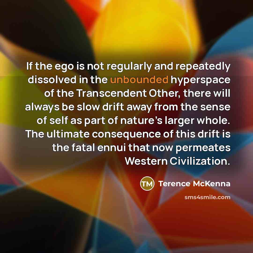 “If the ego is not regularly and repeatedly dissolved in…” quote by Terence McKenna
