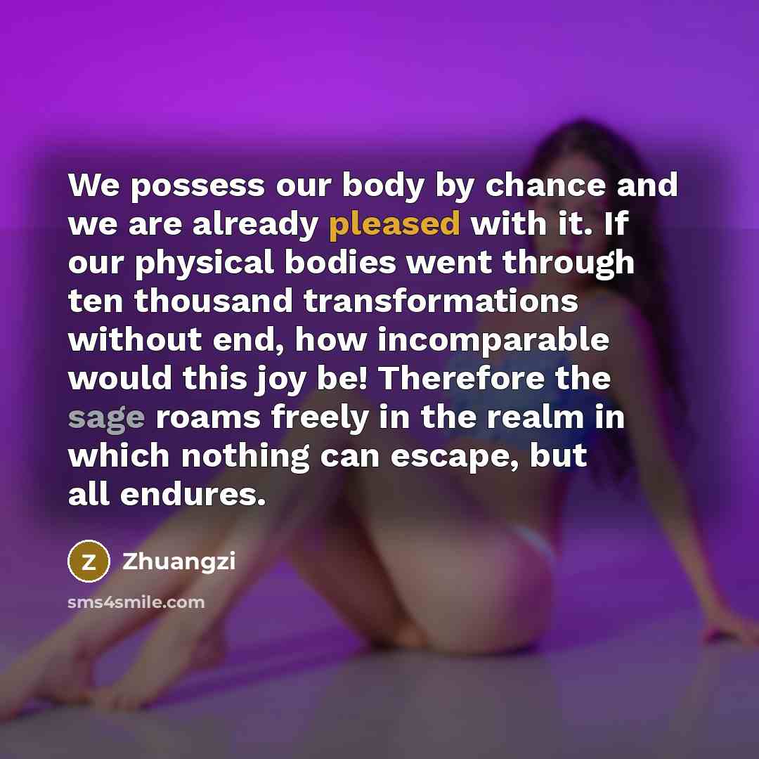 “We possess our body by chance and we are already…” quote by Zhuangzi