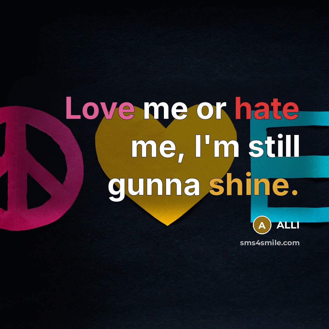 “Love me or hate me, I'm still gunna shine.” quote by Alli