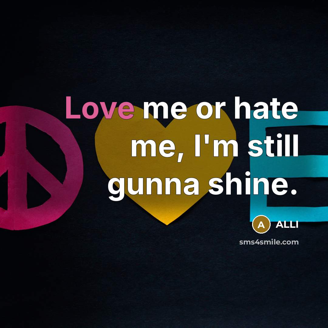 “Love me or hate me, I'm still gunna shine.…” quote by Alli