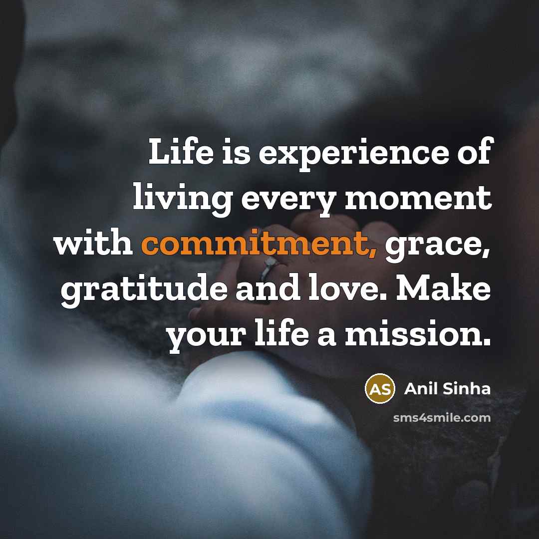 “Life is experience of living every moment with commitment, grace,…” quote by Anil Sinha