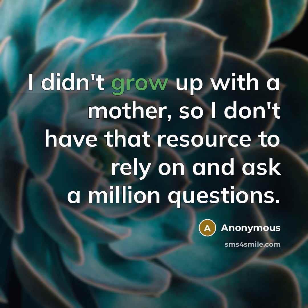 “I didn't grow up with a mother, so I don't…” quote by Anonymous
