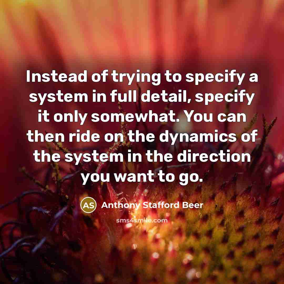 “Instead of trying to specify a system in full detail,…” quote by Anthony Stafford Beer