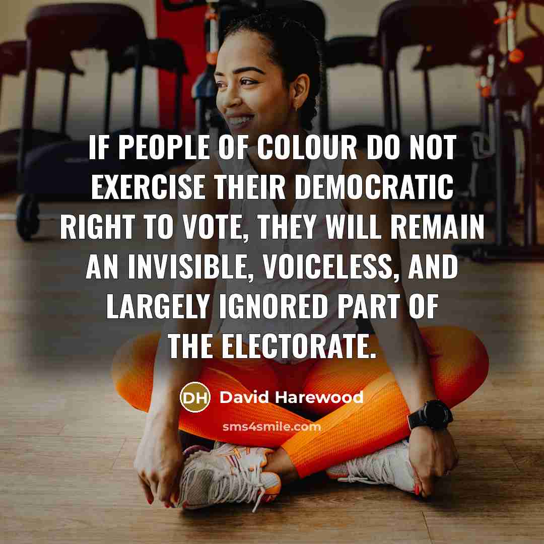 “If people of colour do not exercise their democratic right…” quote by David Harewood