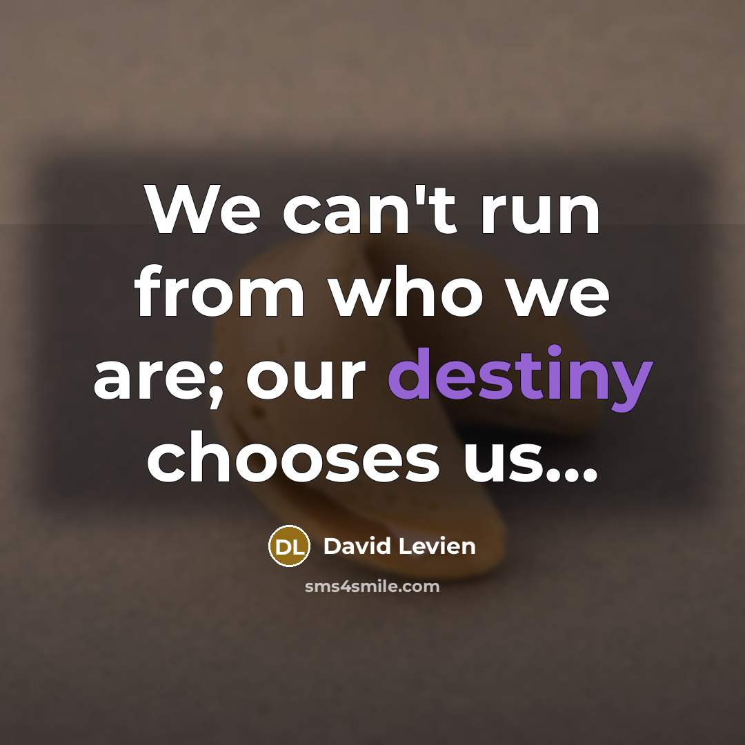 “We can't run from who we are; our destiny chooses…” quote by David Levien