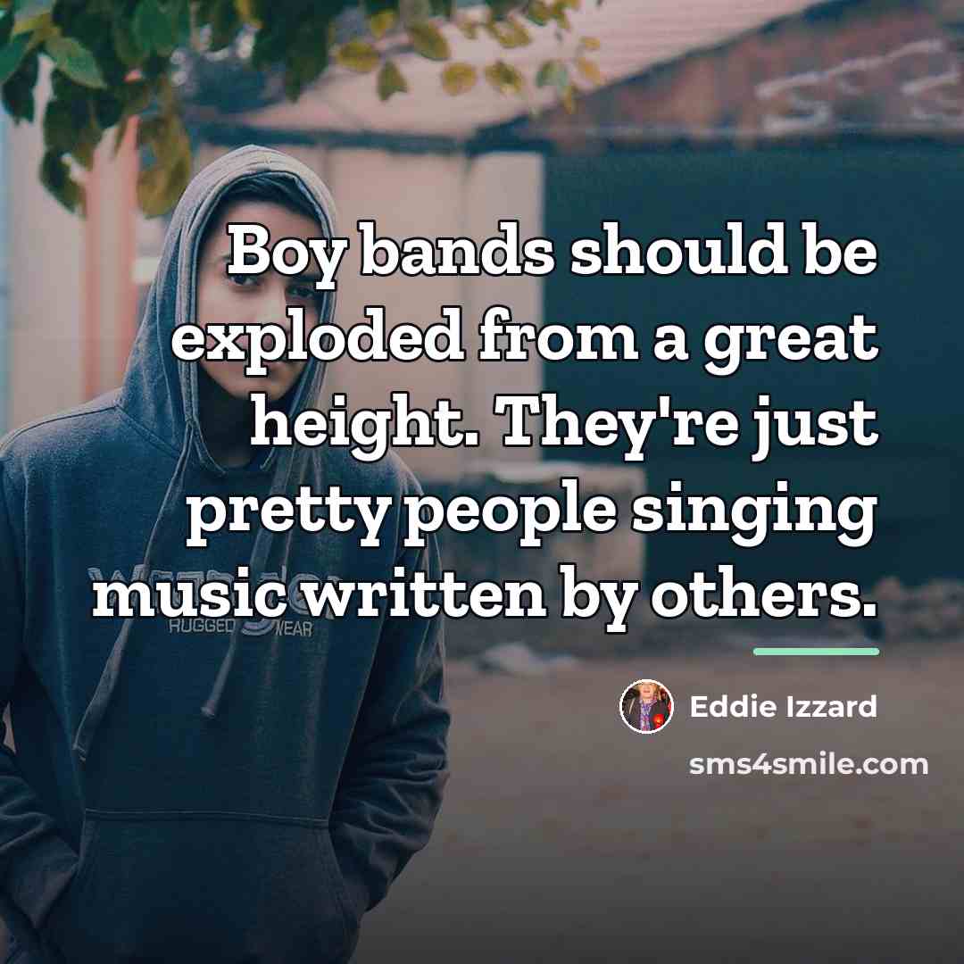 “Boy bands should be exploded from a great height. They're…” quote by Eddie Izzard