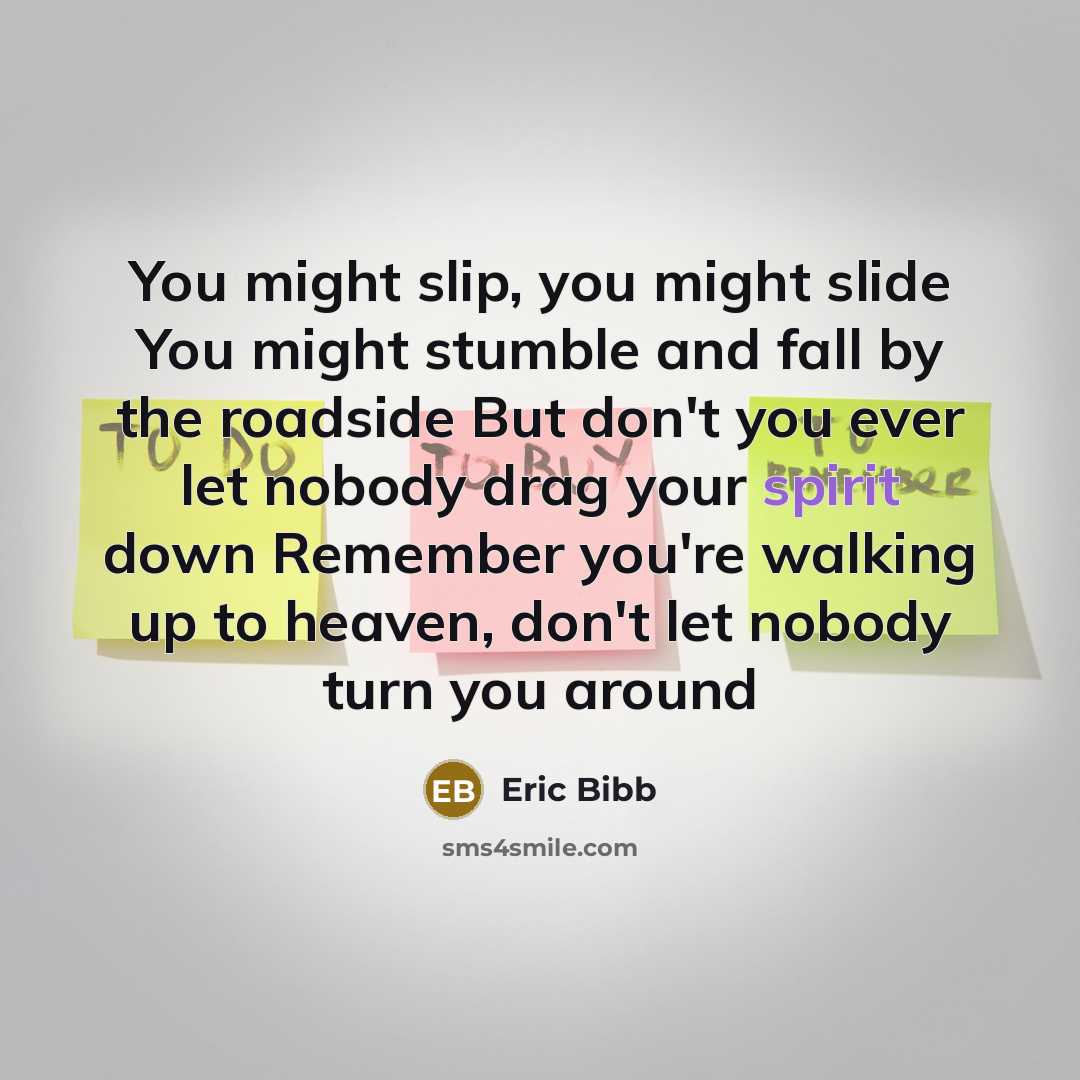 “You might slip, you might slide You might stumble and…” quote by Eric Bibb