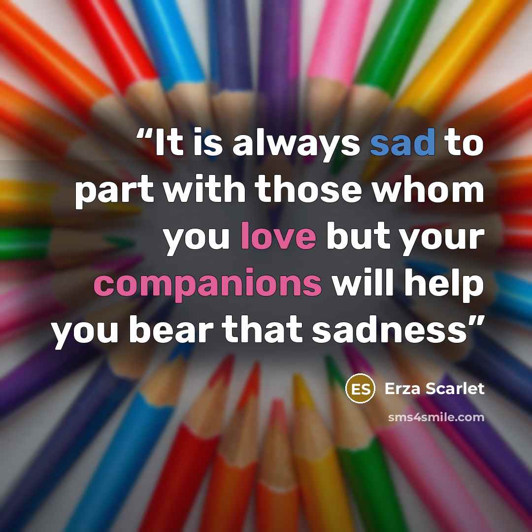 “It is always sad to part with those whom you love but your companions will help you bear that sadness” quote by Erza Scarlet