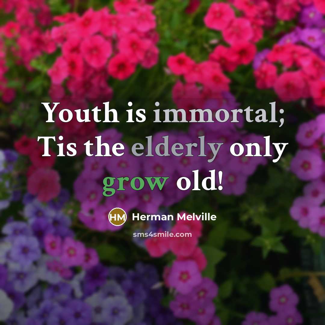 “Youth is immortal; Tis the elderly only grow old!…” quote by Herman Melville