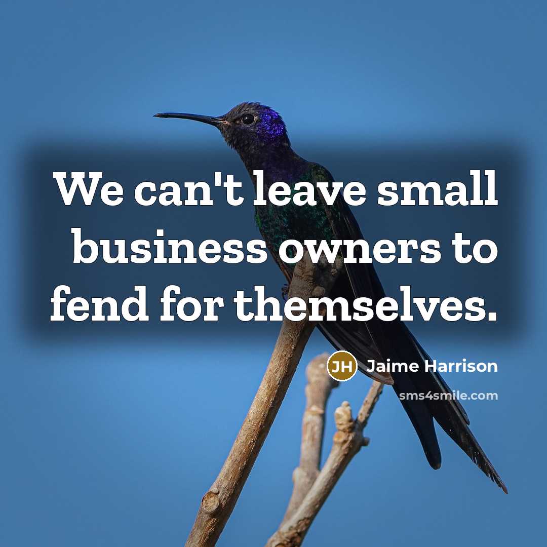 “We can't leave small business owners to fend for themselves.…” quote by Jaime Harrison