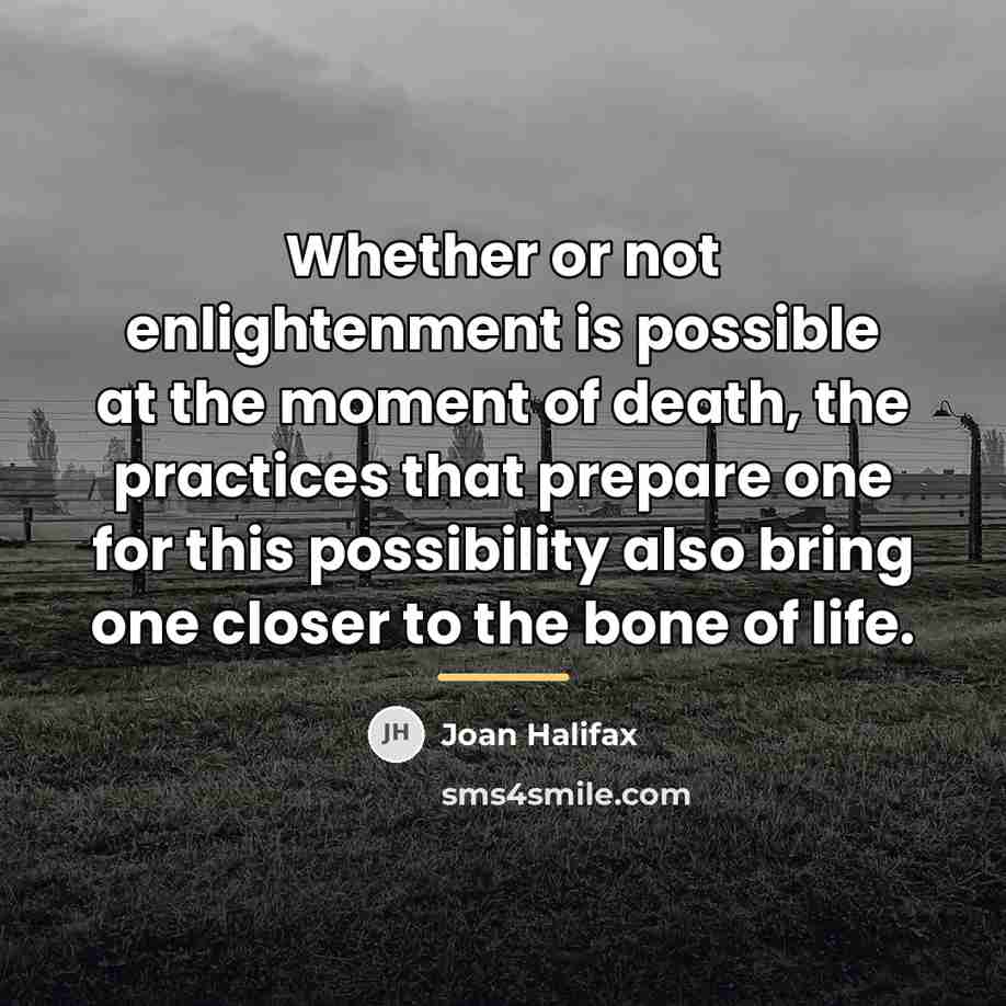 “Whether or not enlightenment is possible at the moment of…” quote by Joan Halifax