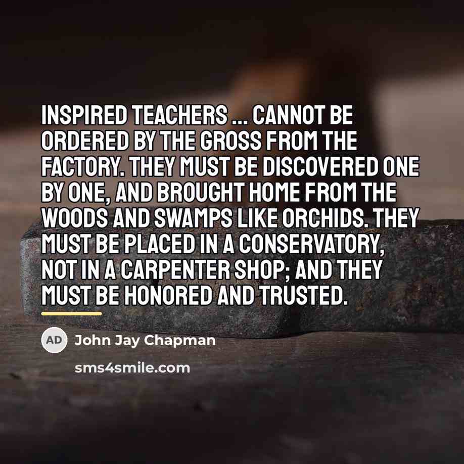 “Inspired teachers ... cannot be ordered by the gross from…” quote by John Jay Chapman