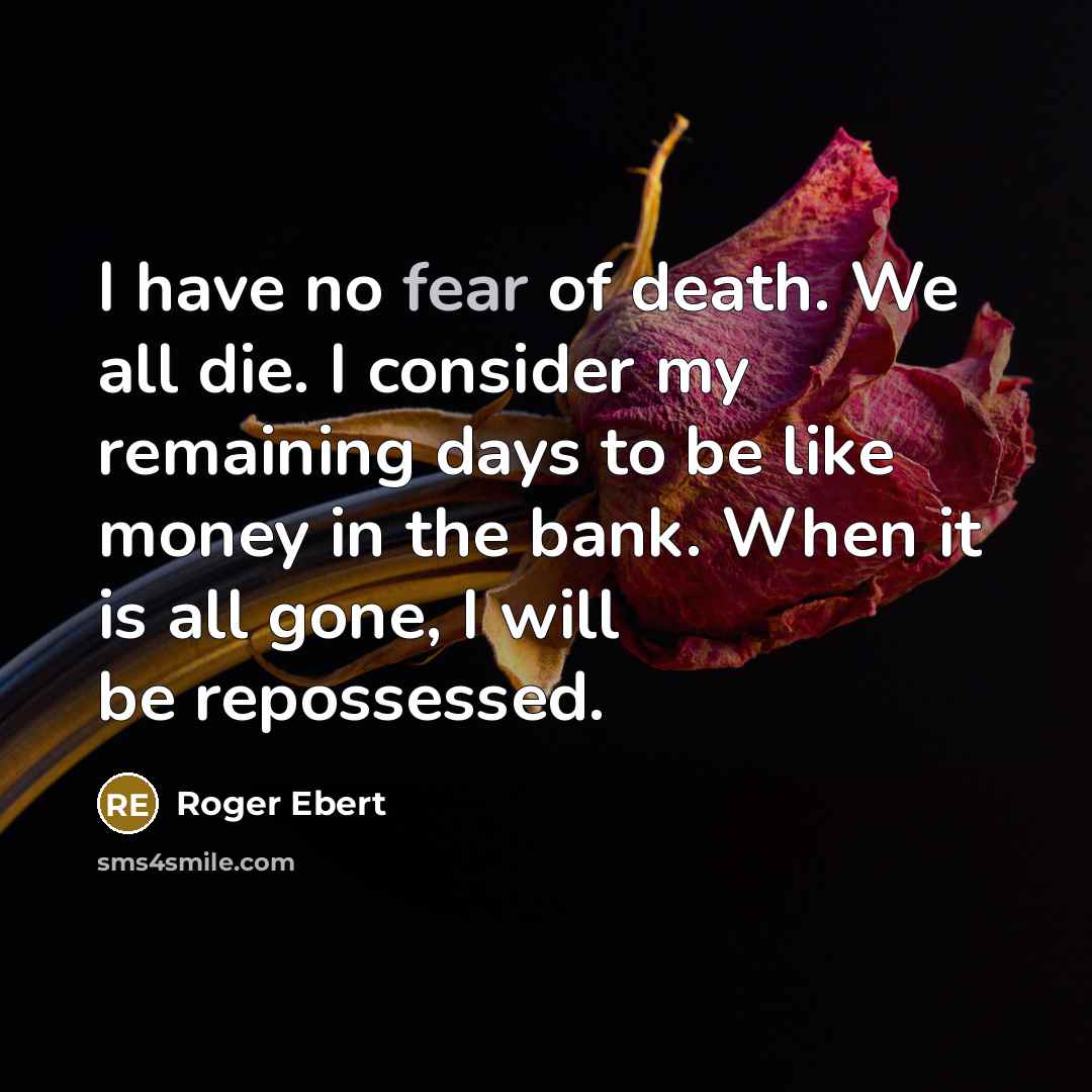 “I have no fear of death. We all die. I…” quote by Roger Ebert