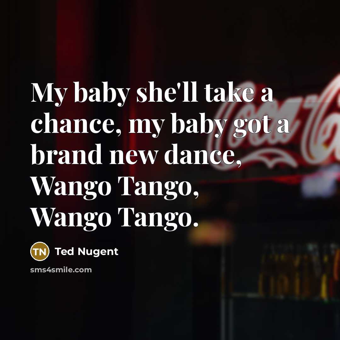“My baby she'll take a chance, my baby got a…” quote by Ted Nugent