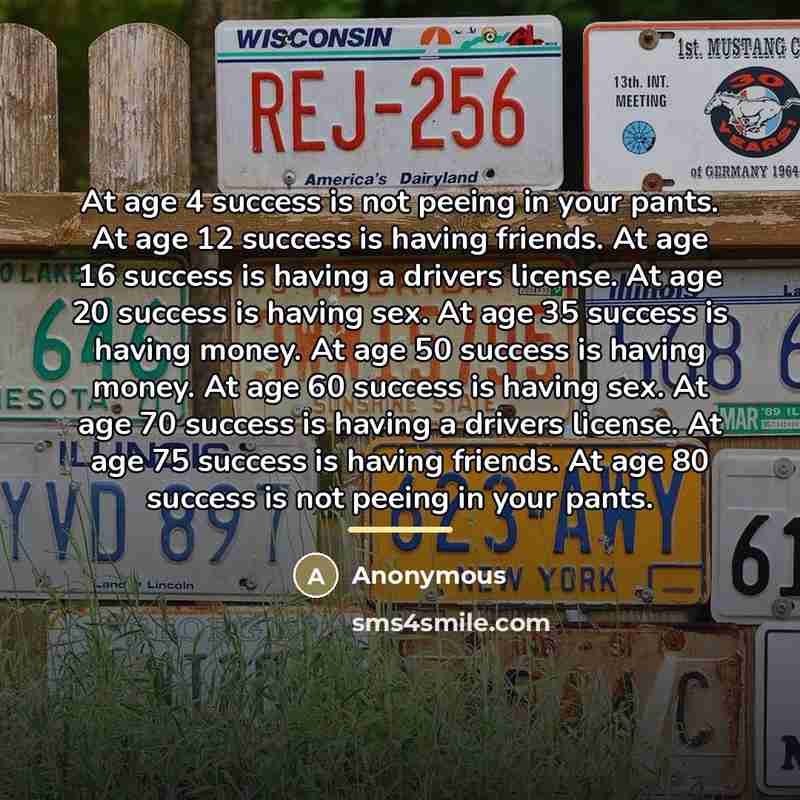 “At age 4 success is not peeing in your pants.…” quote by Anonymous