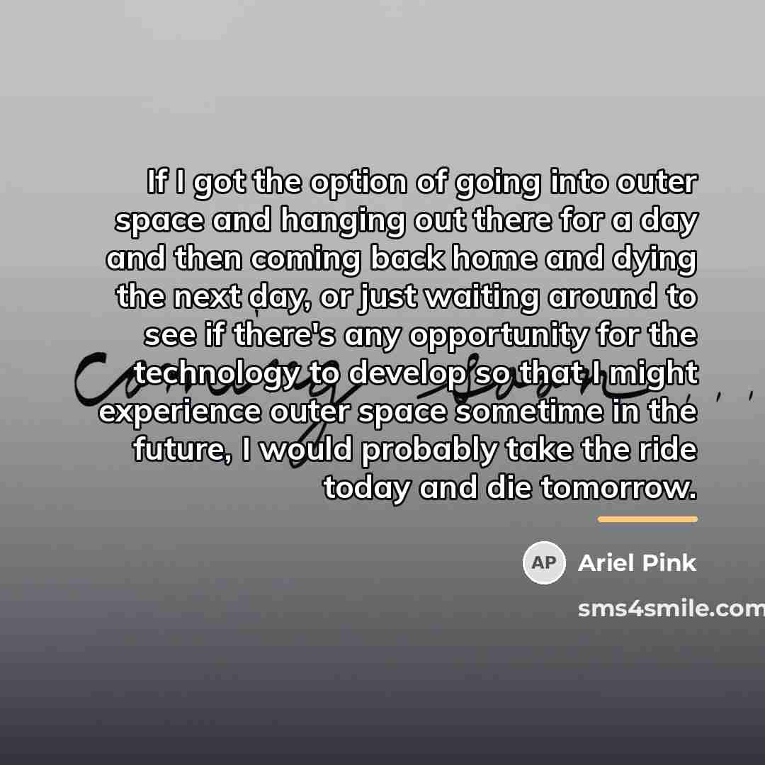 “If I got the option of going into outer space…” quote by Ariel Pink