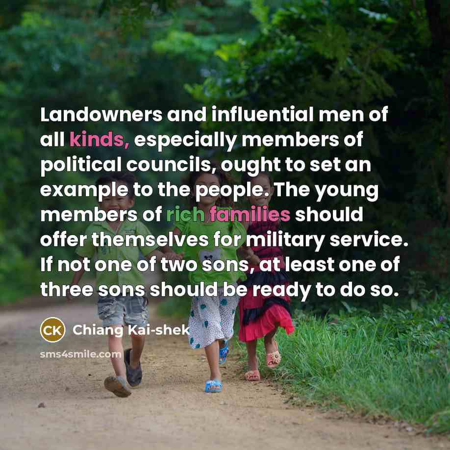 “Landowners and influential men of all kinds, especially members of…” quote by Chiang Kai-shek