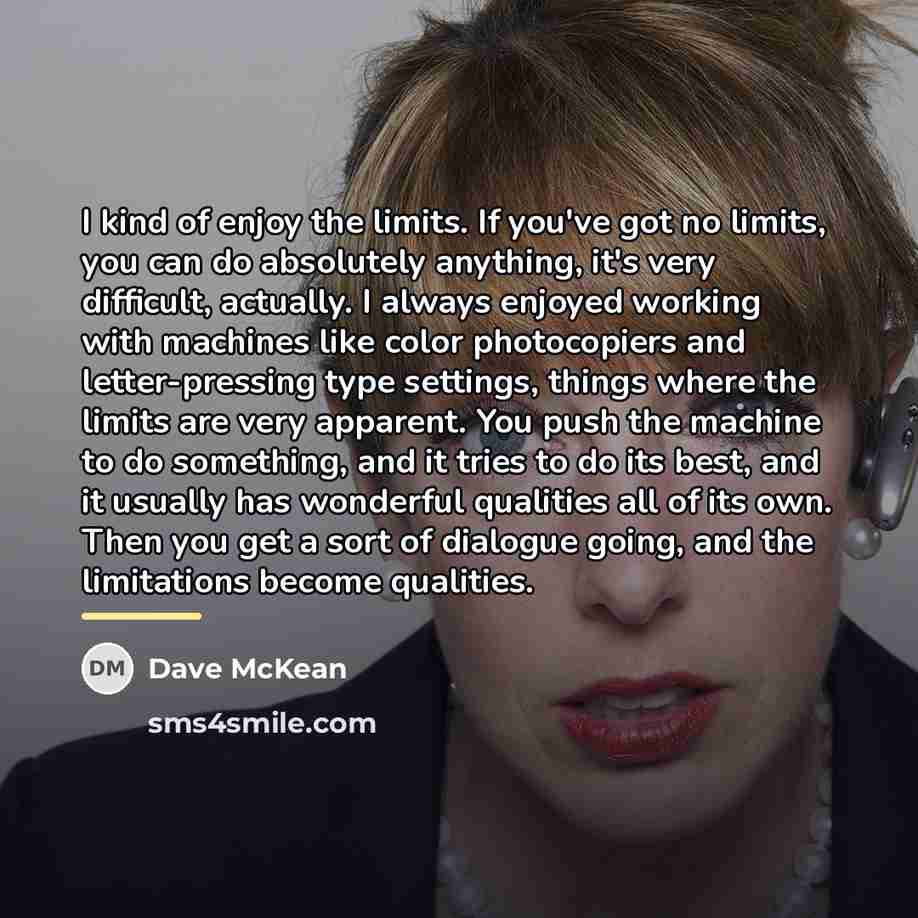 “I kind of enjoy the limits. If you've got no…” quote by Dave McKean