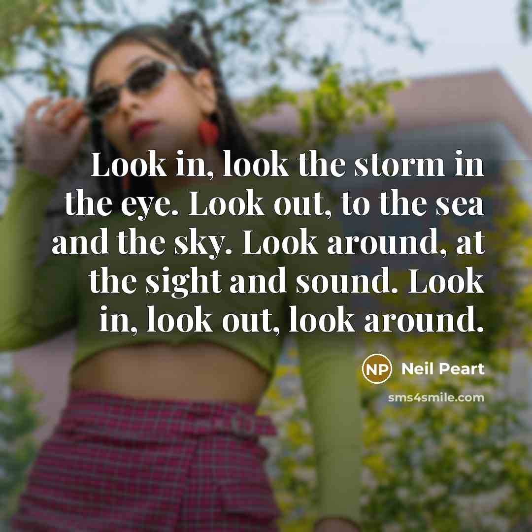 “Look in, look the storm in the eye. Look out,…” quote by Neil Peart