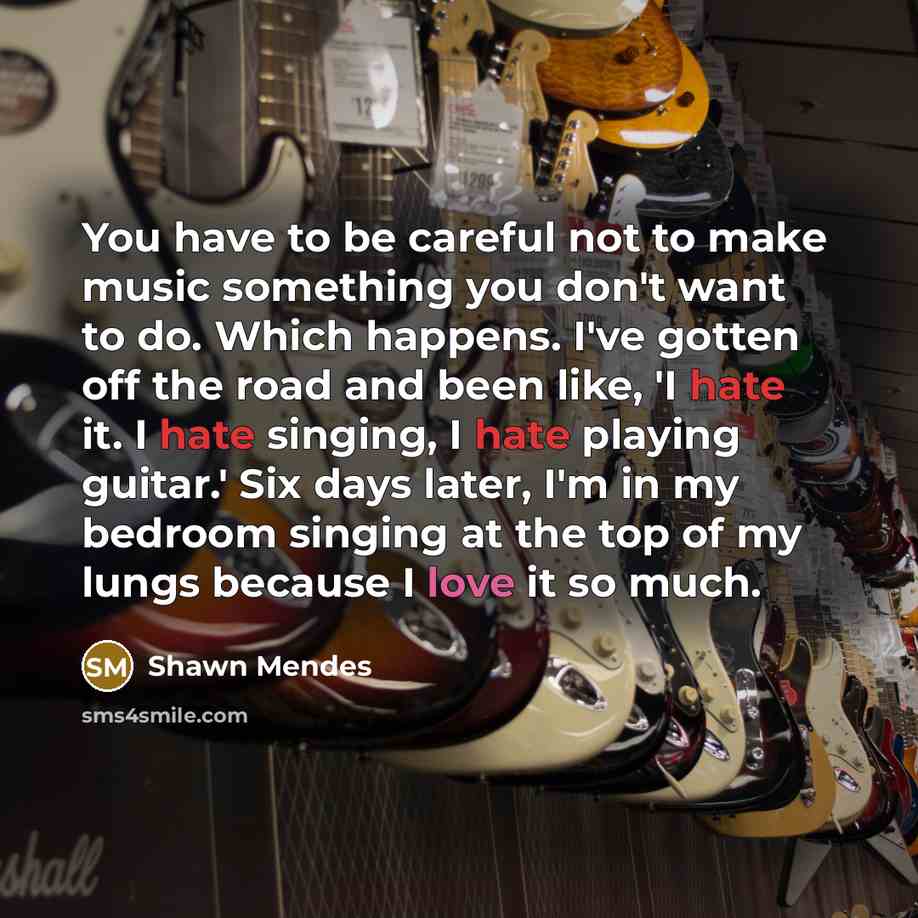 “You have to be careful not to make music something…” quote by Shawn Mendes