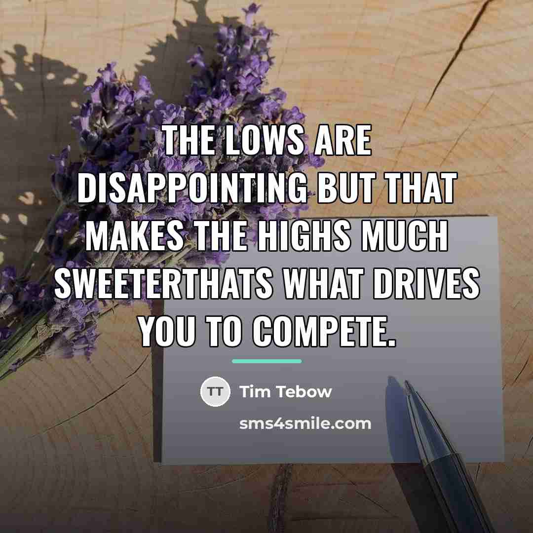 “The lows are disappointing but that makes the highs much…” quote by Tim Tebow