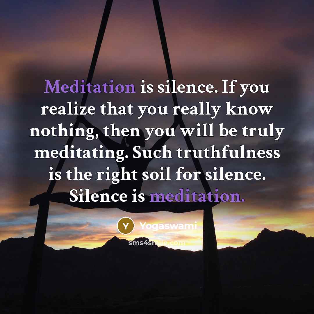 “Meditation is silence. If you realize that you really know…” quote by Yogaswami