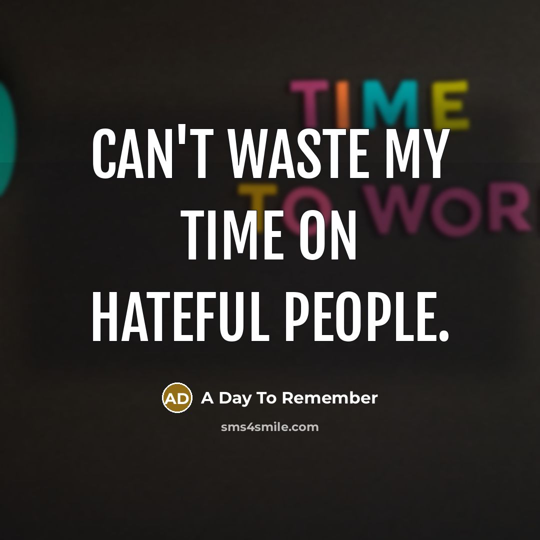 “Can't waste my time on hateful people.…” quote by A Day To Remember