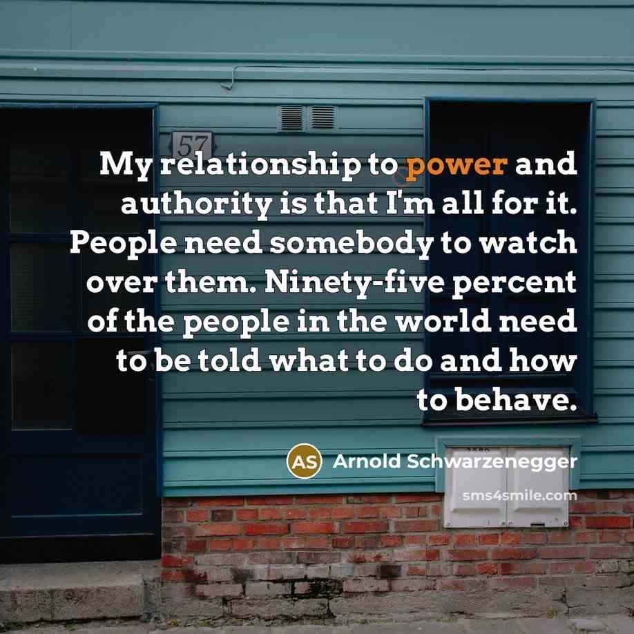 “My relationship to power and authority is that I'm all…” quote by Arnold Schwarzenegger