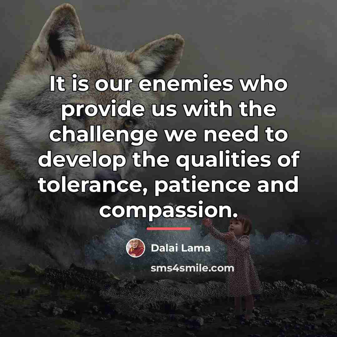 “It is our enemies who provide us with the challenge…” quote by Dalai Lama
