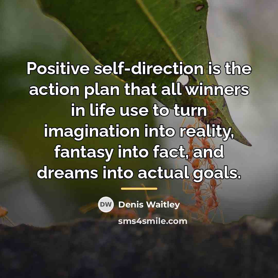 “Positive self-direction is the action plan that all winners in…” quote by Denis Waitley
